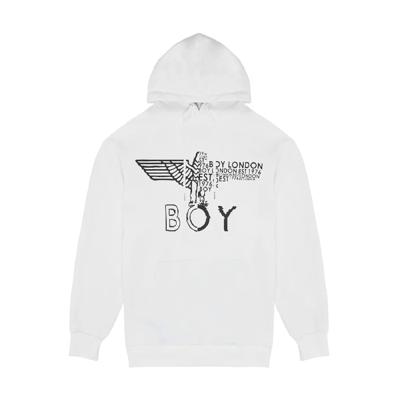 BOY EAGLE CONCEALED HOODIE WOMENS - WHITE Hoodie with Strings Custom Fit Adjustable