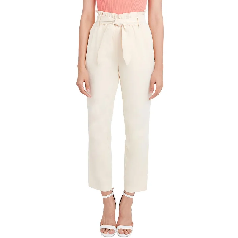 BCBGeneration Womens Belted Paperbag Straight Leg Pants Cozy Knit Pants
