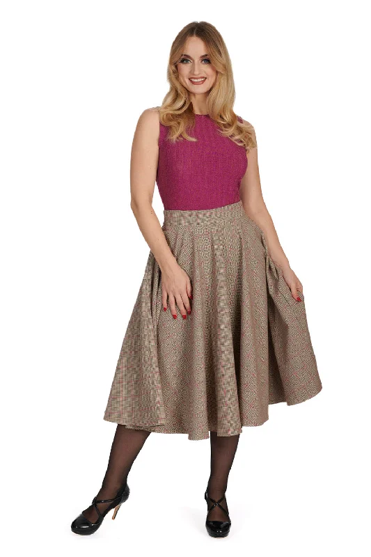 Pink Check Please Swing Skirt silk skirt sleek