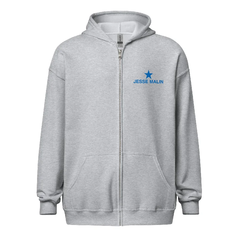 Jesse Malin Star Unisex Zip Hoodie (BLUE) Hoodie with Oversized Fit Loose Comfortable Jesse Malin Star Unisex Zip Hoodie (BLUE) Hoodie with Oversized Fit Loose Comfortable