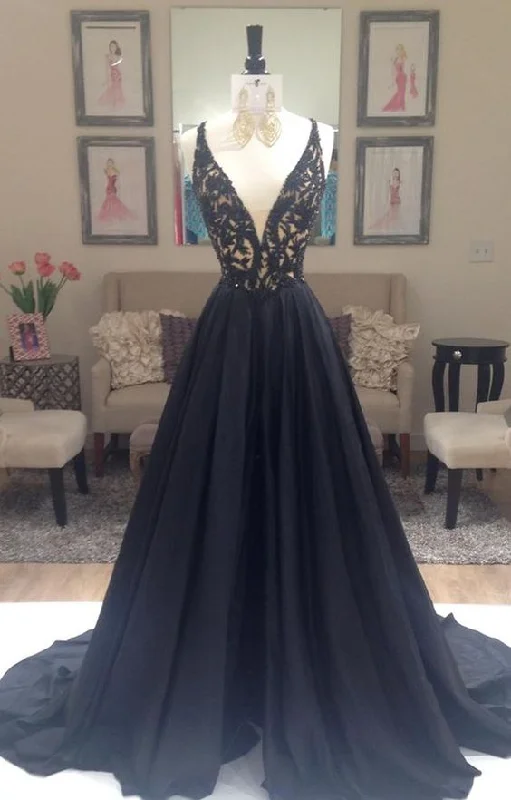 Black Prom Dress, Prom Dresses, Evening Gown, Graduation School Party Dress Tunics Practical easy-care
