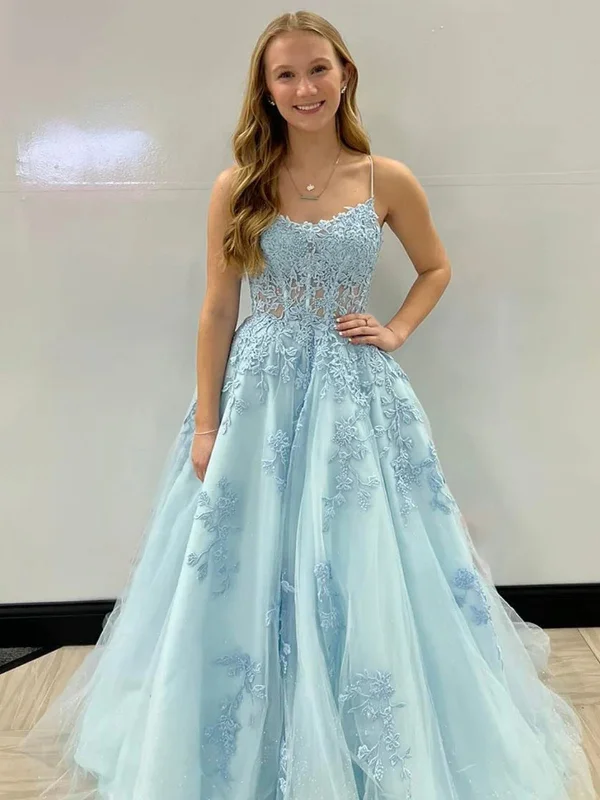 A Line Open Back Light Blue Lace Long Prom Dresses, Light Blue Lace Formal Dresses, Light Blue Evening Dresses Tunics Versatile stylish A Line Open Back Light Blue Lace Long Prom Dresses, Light Blue Lace Formal Dresses, Light Blue Evening Dresses Tunics Versatile stylish