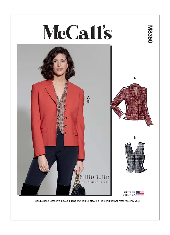 McCall's M8350 Misses' Blazer & Vest Women's Handmade Blazer