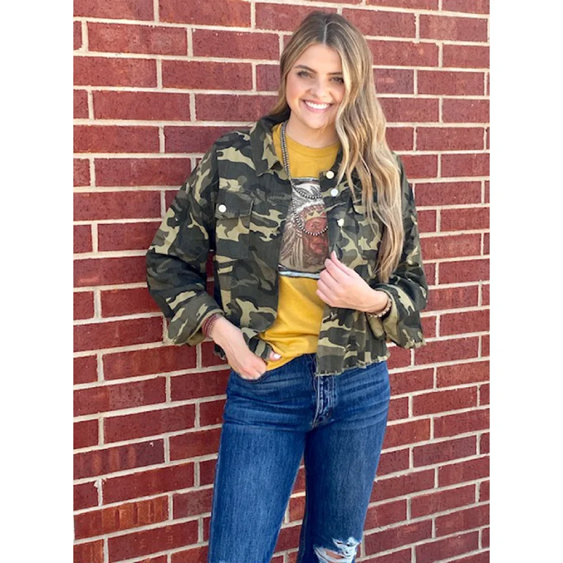 Andre Women's Distress Camo Jacket Elasticated Jacket Padded Jacket Insulated Jacket Andre Women's Distress Camo Jacket Elasticated Jacket Padded Jacket Insulated Jacket
