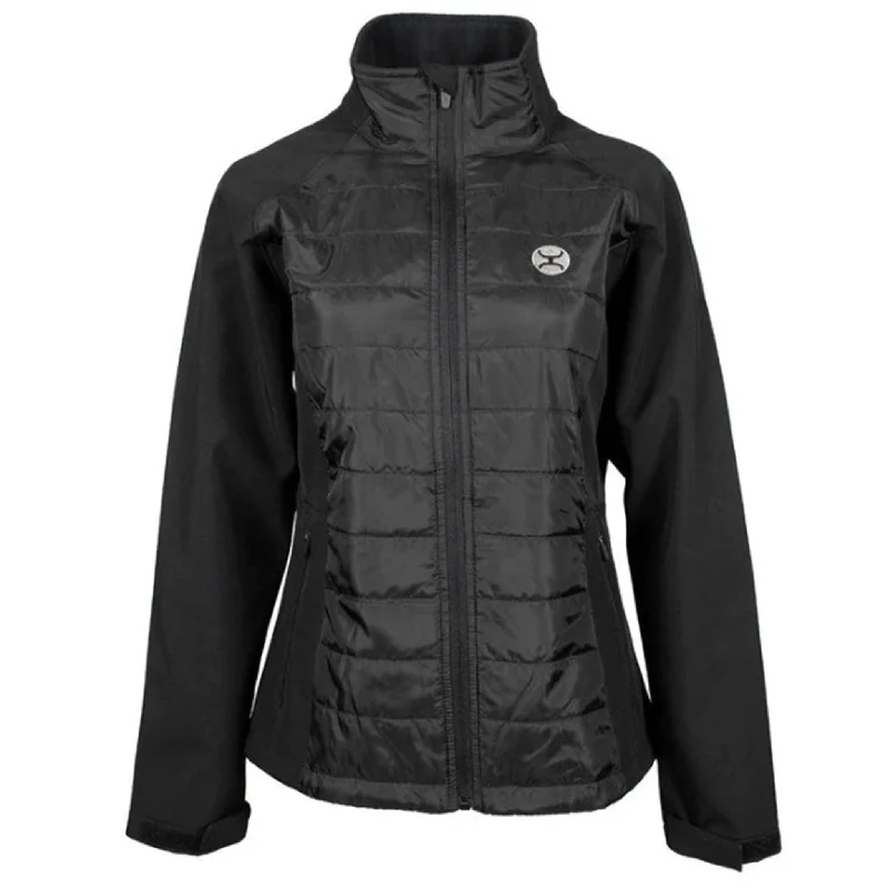 Hooey Women's Black Softshell Jacket Welt Pockets Slit Pockets Flap Pockets