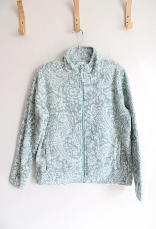 Vera Bradley Blue Green & White Paisley Patterned Fleece Jacket | S One-Shoulder Jacket Off-the-Shoulder Jacket Asymmetrical Jacket Vera Bradley Blue Green & White Paisley Patterned Fleece Jacket | S One-Shoulder Jacket Off-the-Shoulder Jacket Asymmetrical Jacket