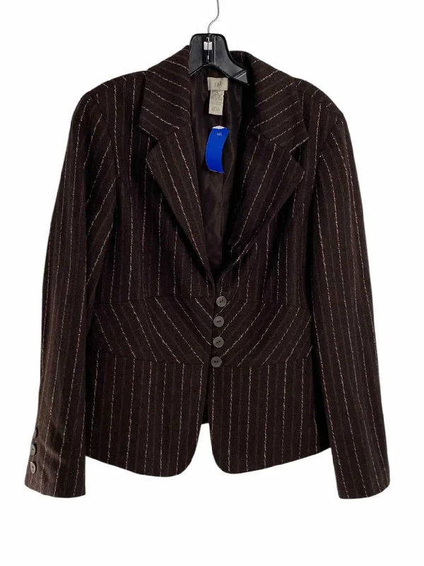 J. Jill Size 14 Brown Pink Stripe Blazer Women's Trench Blazer