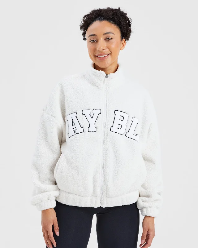 Varsity Oversized Fleece Zip Up Jacket - Cream V-Neck Jacket Boat Neck Jacket Square Neck Jacket Varsity Oversized Fleece Zip Up Jacket - Cream V-Neck Jacket Boat Neck Jacket Square Neck Jacket