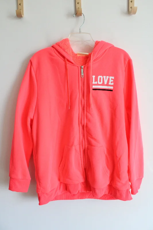 Bobbie Brooks Neon Pink Love Sherpa Lined Jacket Satin Jacket Silk Jacket Chiffon Jacket Bobbie Brooks Neon Pink Love Sherpa Lined Jacket Satin Jacket Silk Jacket Chiffon Jacket