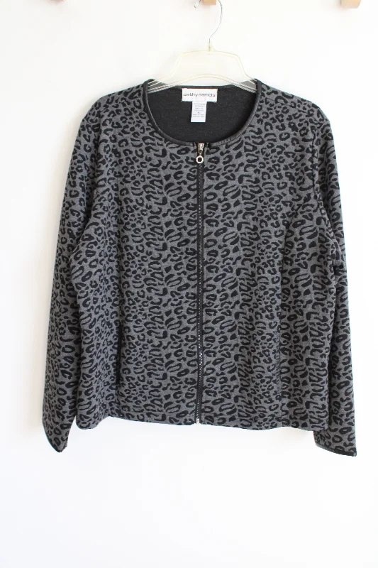Cathy Daniels Gray Black Patterned Light Jacket | XL Faux Fur Fabric Real Fur Fabric Shearling Fabric Cathy Daniels Gray Black Patterned Light Jacket | XL Faux Fur Fabric Real Fur Fabric Shearling Fabric