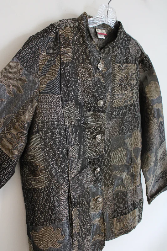 Tudor Court Gray & Brown Patterned Jacket | XL Hooded Jacket Caped Jacket Shawl Collar Jacket Tudor Court Gray & Brown Patterned Jacket | XL Hooded Jacket Caped Jacket Shawl Collar Jacket
