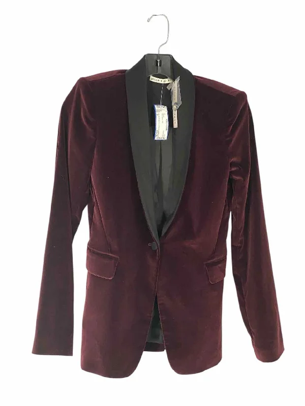 Alice & Olivia Size 2 Red Velour Blazer Women's Simple Blazer