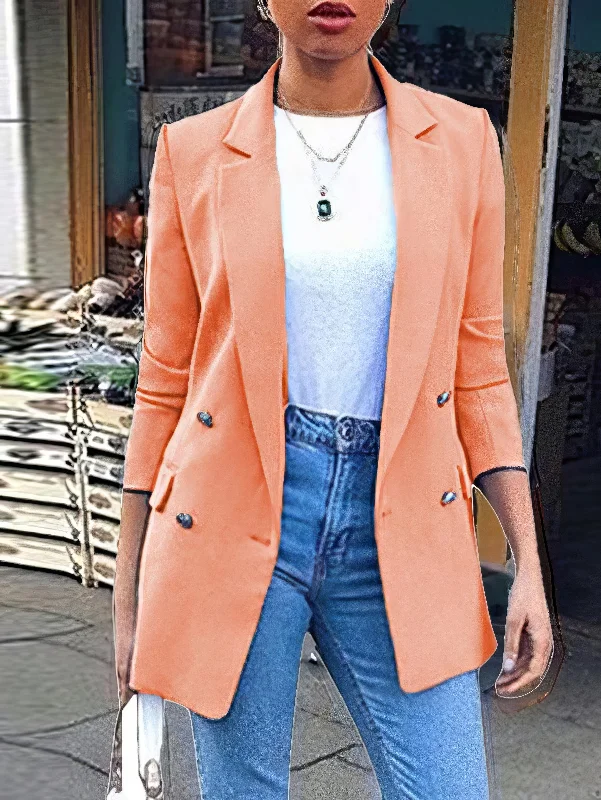 Solid Color Blazer with Single Button Women's Elegant Suit