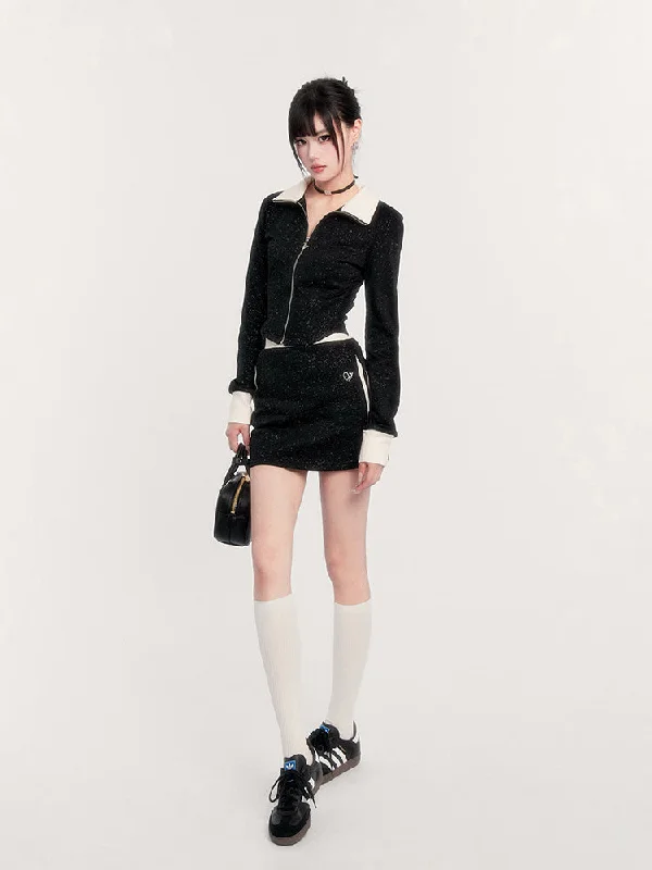 Sporty Zip Jacket/Slim Skirt Tailored Jacket Straight Jacket A-Line Jacket