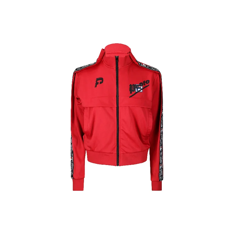 Cropped Tracksuit Jacket (Red/Black) Stand-Up Collar Roll-Neck Collar Turtle Neck