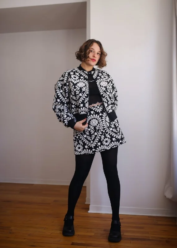 Eliza Faulkner Frida Jacket (Black and White Jacquard) Herringbone Jacket Houndstooth Jacket Plaid Jacket Eliza Faulkner Frida Jacket (Black and White Jacquard) Herringbone Jacket Houndstooth Jacket Plaid Jacket