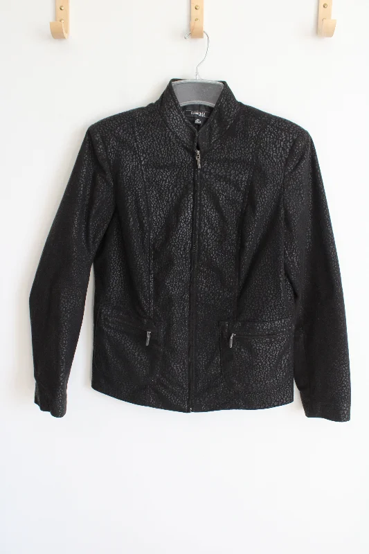 Elementz Black Sueded Cheetah Print Jacket | M Petite Fleece Fabric Down Fabric Feather Fabric Elementz Black Sueded Cheetah Print Jacket | M Petite Fleece Fabric Down Fabric Feather Fabric