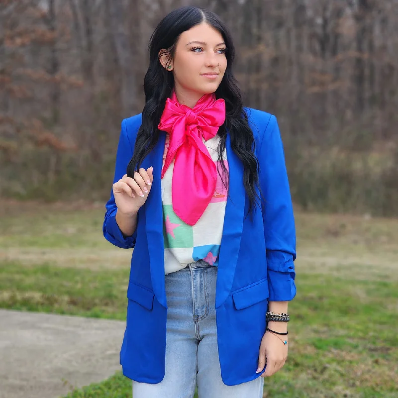 Tailored Blue Blazer Women's Leather Blazer