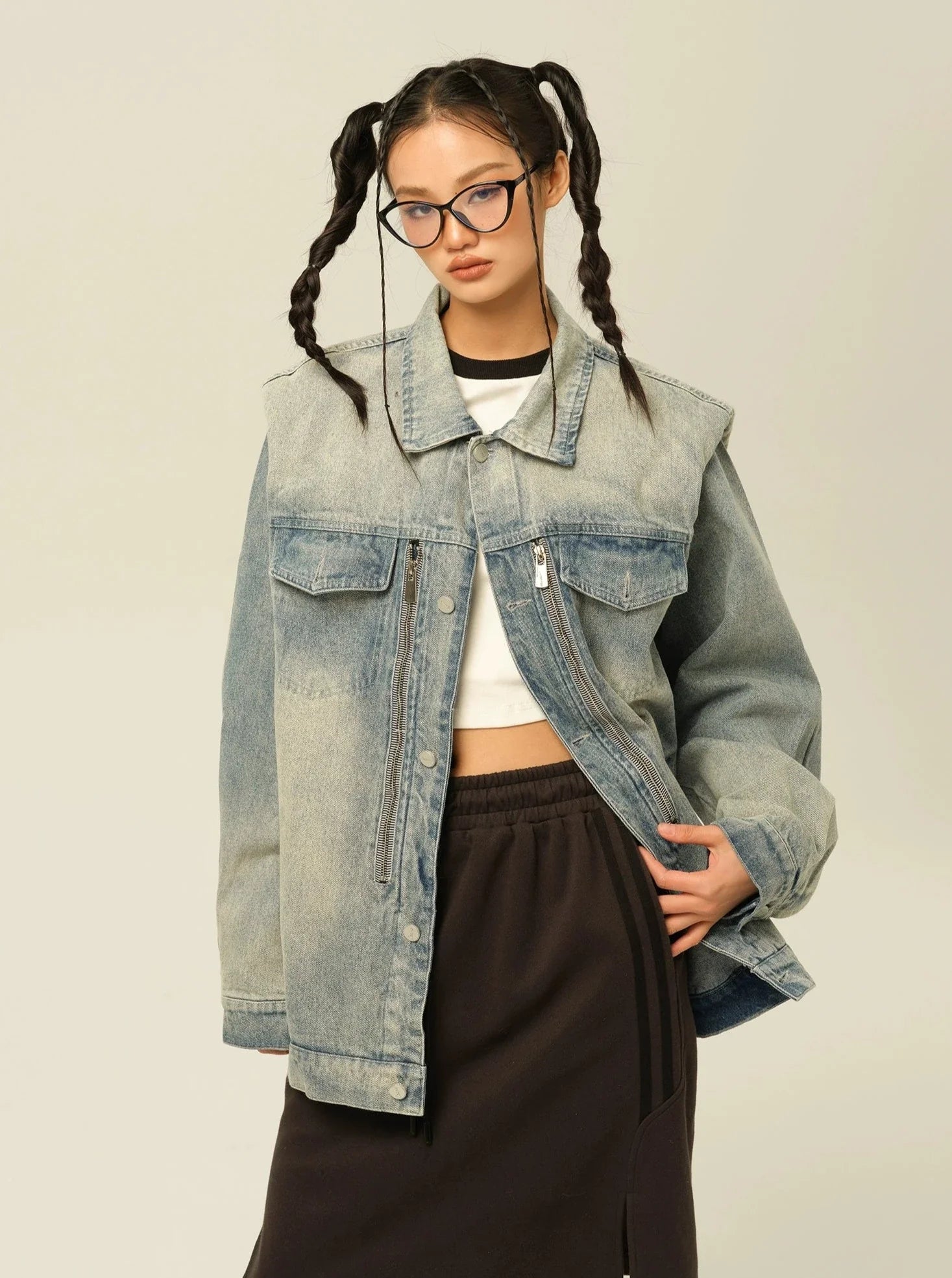 Frost Zip Denim Jacket Appliqued Jacket Beaded Jacket Sequined Jacket