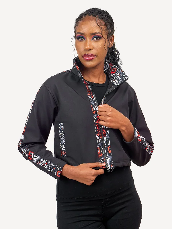Black with Red & Grey KK - Womens Softshell Jacket Boat Neck Shawl Collar Notched Collar Black with Red & Grey KK - Womens Softshell Jacket Boat Neck Shawl Collar Notched Collar