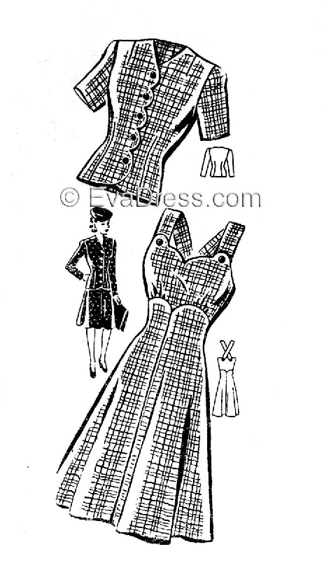 1940's Sun Dress & Jacket, D40-1979 Rayon Fabric Velvet Fabric Corduroy Fabric