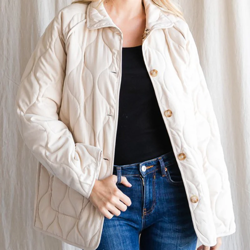 Jodifl Women's Reversible Quilted Jacket Bomber Jacket Anorak Windbreaker