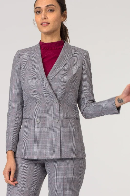 Glen Plaid Double Breasted Blazer Women's High-End Blazer