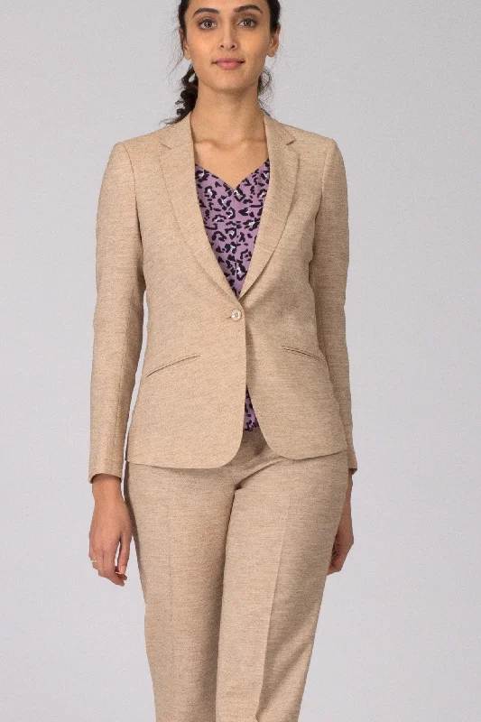 Desert Sand Notch Lapel Lightweight Blazer Women's Boutique Suit