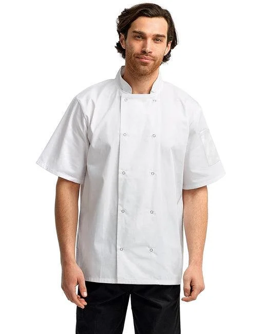 Artisan Collection by Reprime Unisex Studded Front Short-Sleeve Chef's Jacket RP664 Faux Fur Fabric Real Fur Fabric Shearling Fabric Artisan Collection by Reprime Unisex Studded Front Short-Sleeve Chef's Jacket RP664 Faux Fur Fabric Real Fur Fabric Shearling Fabric