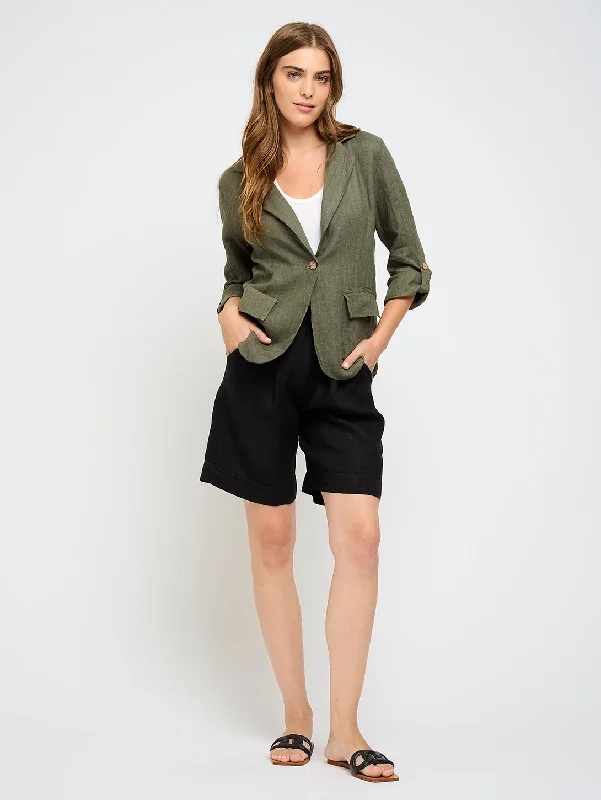 Linen Blazer - Green Vine Women's Classic Blazer
