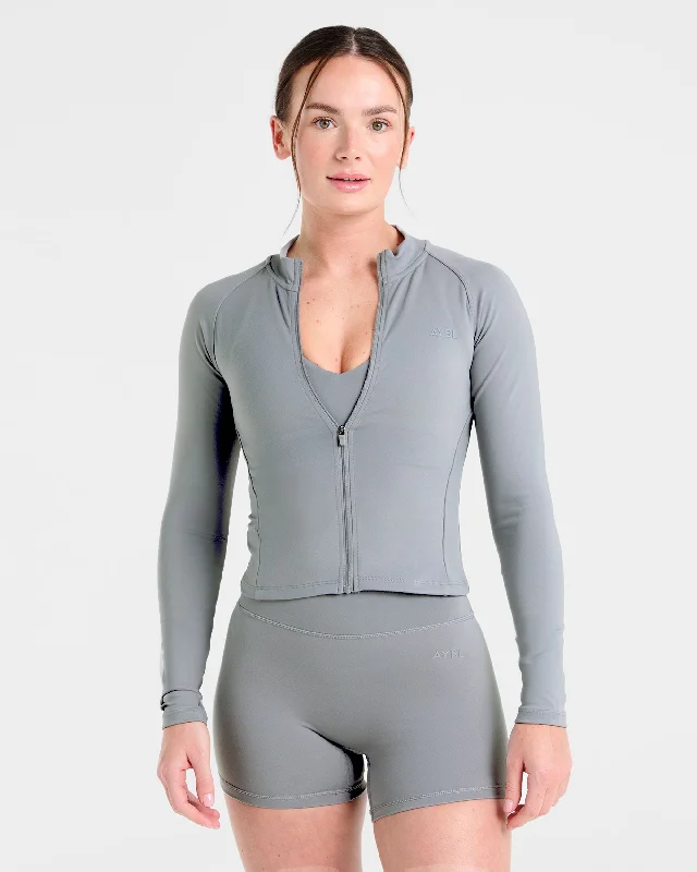 Staple Zip Jacket - Grau Zip Front Button Front Snap Front