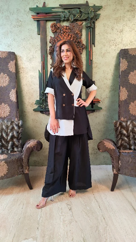 White Black Blazer Set Women's Radiation Jacket