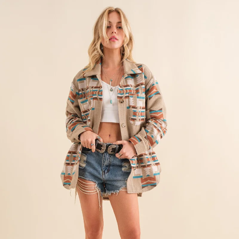 Blue B Women's Aztec Print Jacket Satin Jacket Silk Jacket Chiffon Jacket