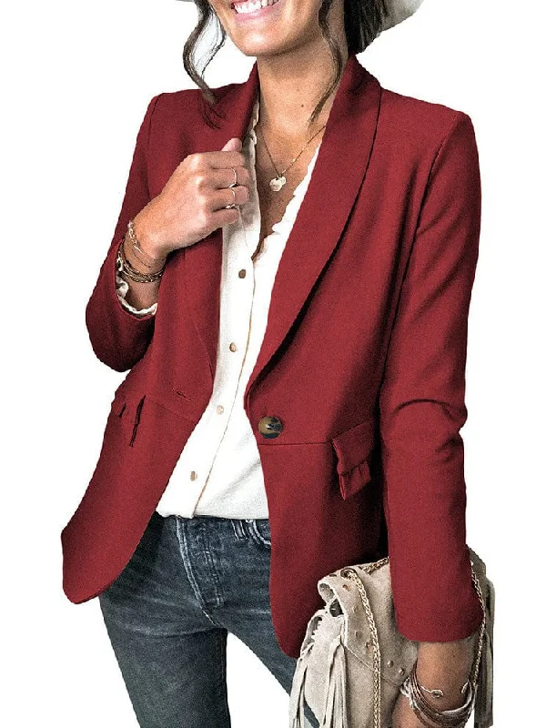 Relaxed-Fit Solid Blazer Women's Elegant Suit