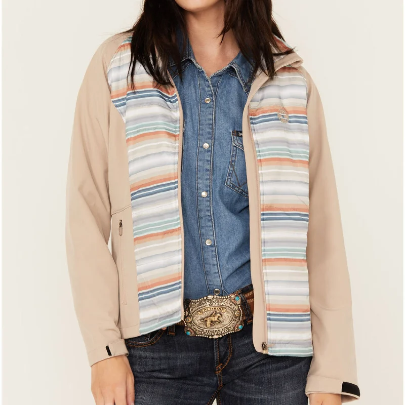 Hooey Women's Tan & Blue Serape Jacket Nylon Fabric Polyester Fabric Spandex Fabric Hooey Women's Tan & Blue Serape Jacket Nylon Fabric Polyester Fabric Spandex Fabric