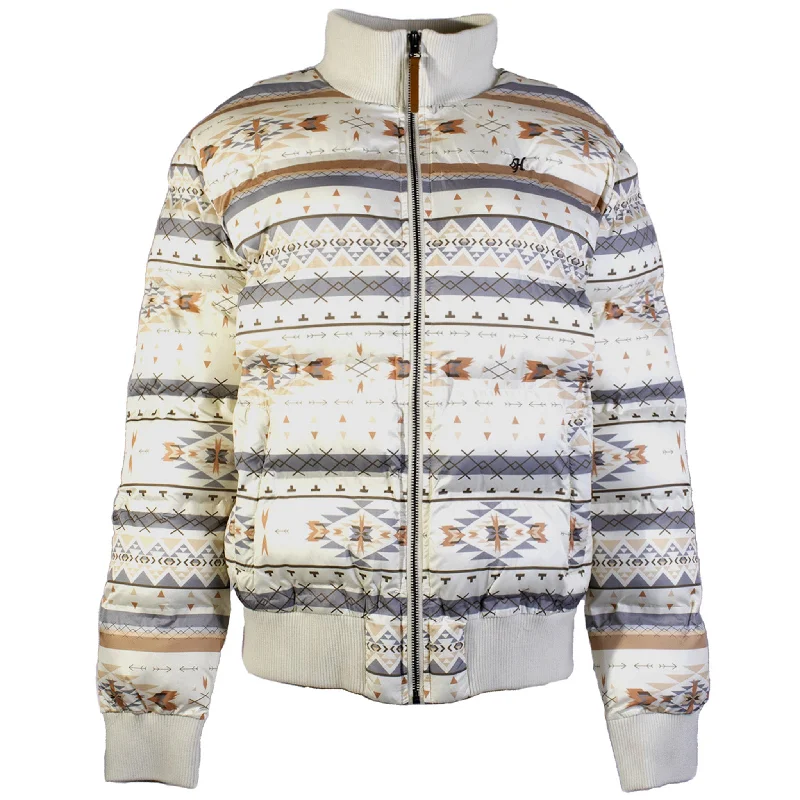 Hooey Women's Cream Aztec Puffer Jacket Fleece Jacket Down Jacket Parka