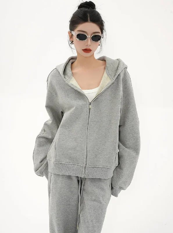 Basic Zip-Up Hoodie Jacket Rayon Fabric Velvet Fabric Corduroy Fabric