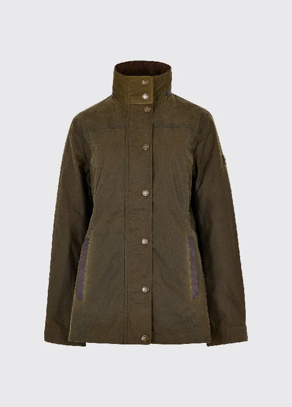 Mountrath Ladies Wax Cotton Jacket - Fennel Front Pockets Side Pockets Patch Pockets