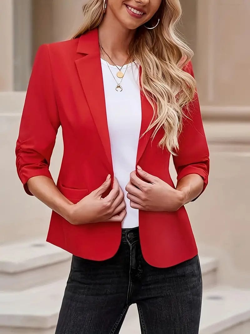 Red Blazer for Autumn Women's Lightweight Blazer