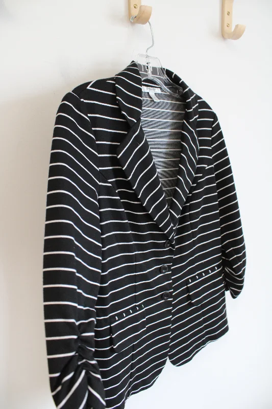 Dressbarn Black & White Striped Blazer | M Women's Navy Jacket