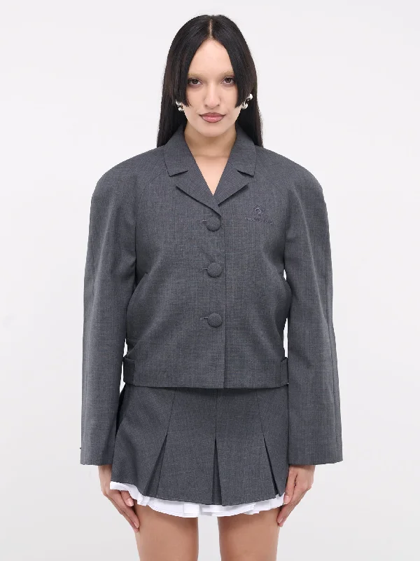 Boxy Jacket (FSDDCO06-WFB714-GREY) Front Pockets Side Pockets Patch Pockets