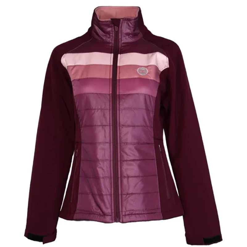 Hooey Women's Softshell Maroon Jacket Ribbed Jacket Pleated Jacket Ruffled Jacket