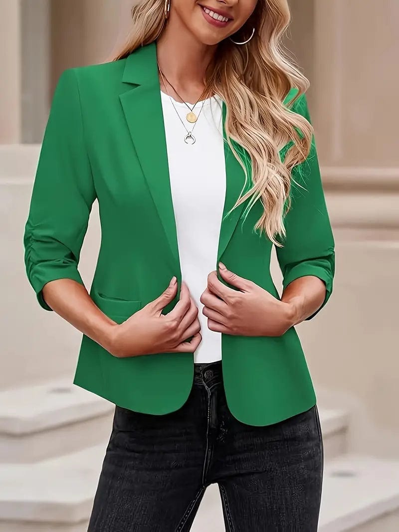 Red Blazer with Pockets Women's Print Jacket