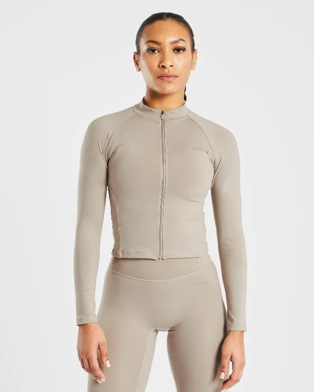 Staple Zip Jacket - Muted Taupe Fitted Jacket Loose Jacket Oversized Jacket