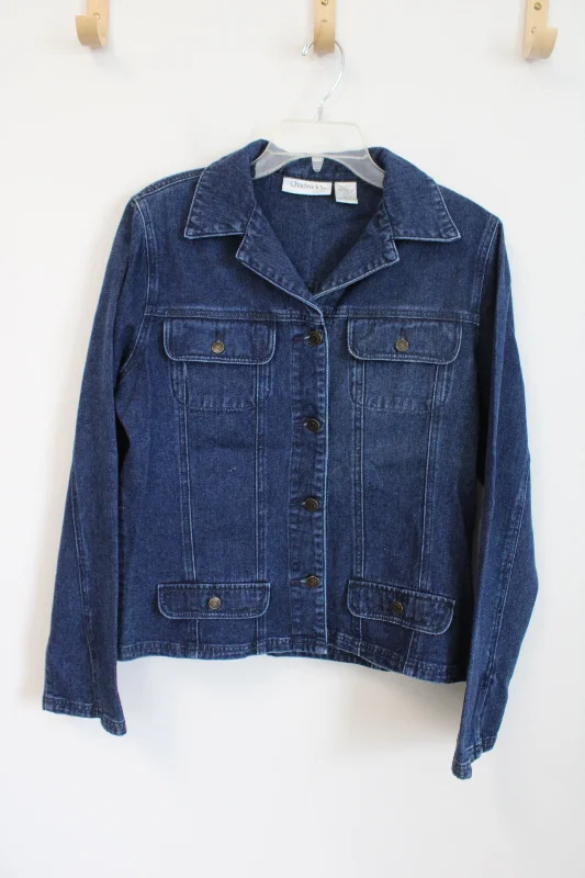 Chadwick's Dark Wash Denim Jackets | 12T Hooded Jacket Caped Jacket Shawl Collar Jacket Chadwick's Dark Wash Denim Jackets | 12T Hooded Jacket Caped Jacket Shawl Collar Jacket