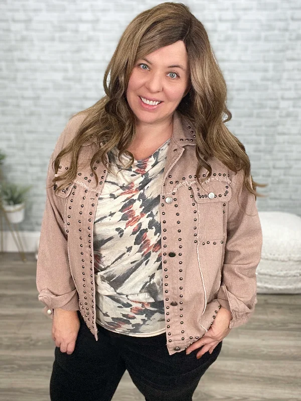 Outdoor Scenery Studded Denim Jacket - Andree by Unit Faux Fur Jacket Real Fur Jacket Shearling Jacket Outdoor Scenery Studded Denim Jacket - Andree by Unit Faux Fur Jacket Real Fur Jacket Shearling Jacket