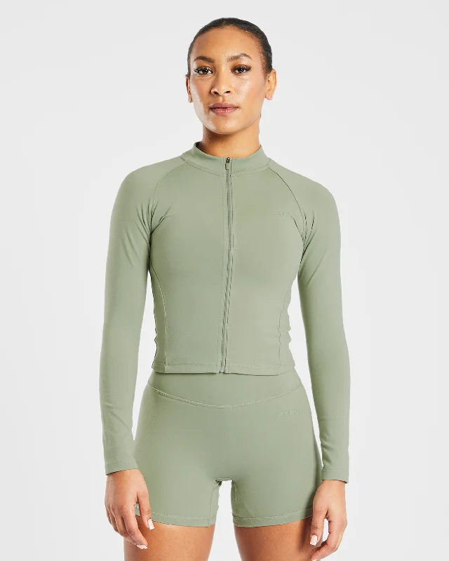 Staple Zip Jacket - Olive Grün Knit Jacket Woven Jacket Fleece Jacket