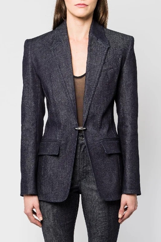 Mugler Stretch Raw Denim Blazer SS25 Women's Business Blazer