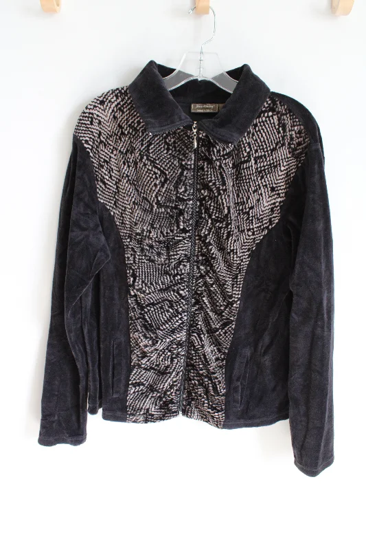 Jane Ashley Casual Lifestyle Velvour Patterned Black Brown Jacket | XL Fleece Jacket Down Jacket Feather Jacket Jane Ashley Casual Lifestyle Velvour Patterned Black Brown Jacket | XL Fleece Jacket Down Jacket Feather Jacket