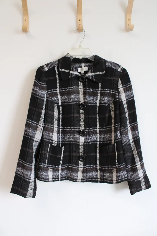 Studio Works Black Brown & White Plaid Jacket | 12 Chenille Fabric Brocade Fabric Lace Fabric Studio Works Black Brown & White Plaid Jacket | 12 Chenille Fabric Brocade Fabric Lace Fabric
